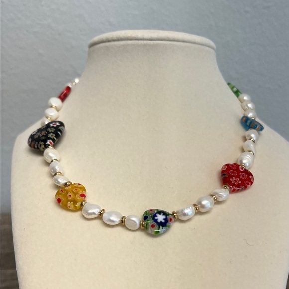 Piper K | Freshwater Pearl & Glass Heart Necklace. - Picture 11 of 12